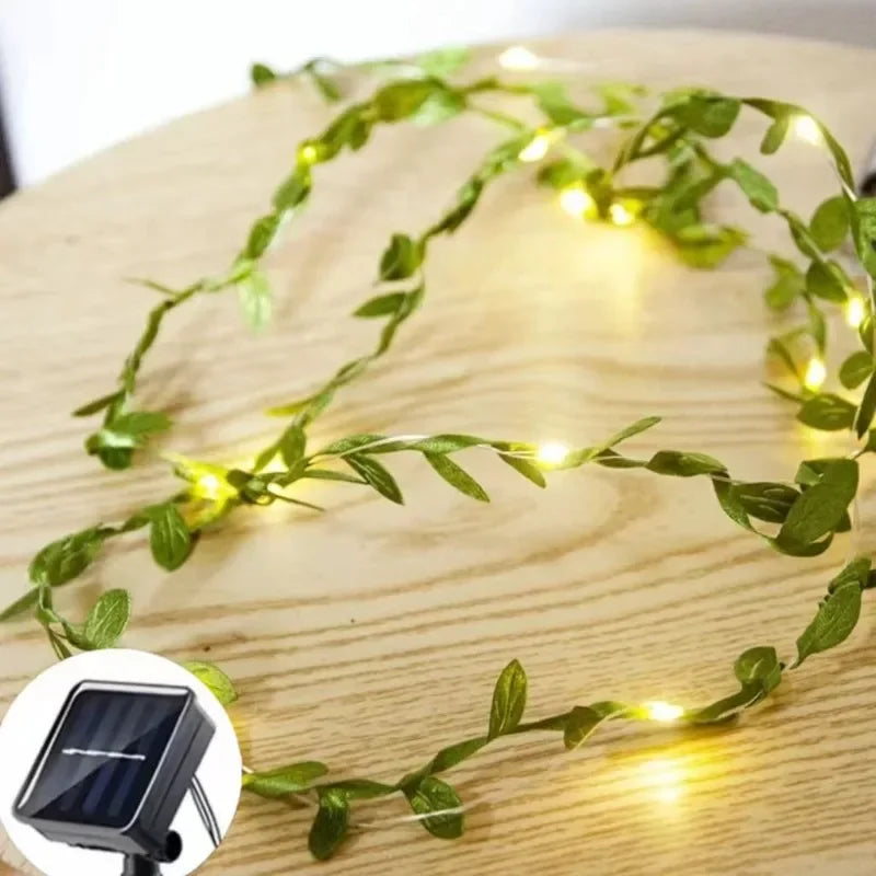 7 M/12 M/17 M feuille d'érable vigne fée lumières chaîne LED lumière solaire décoration de jardin étanche lampe solaire mariage guirlande de noël