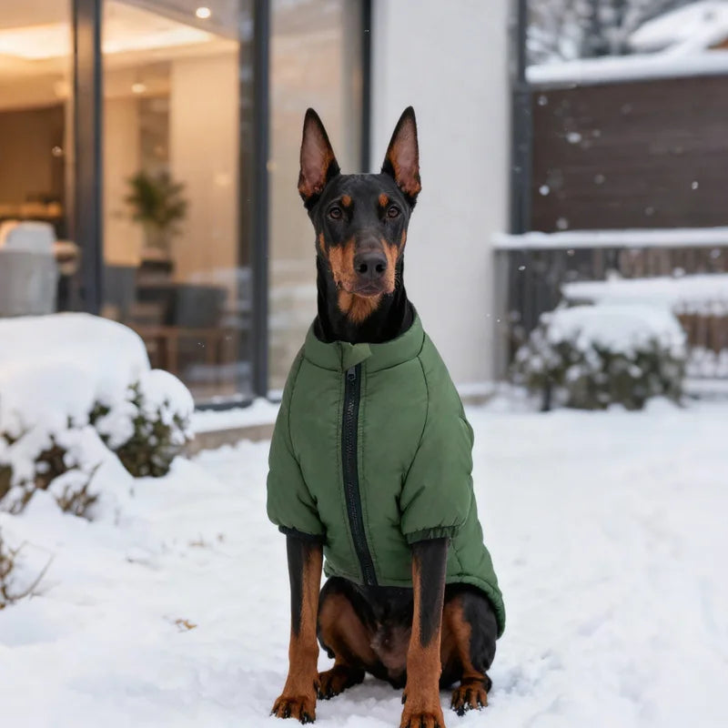 Manteau d'hiver vert pour chien Doberman, idéal pour la neige et les promenades froides