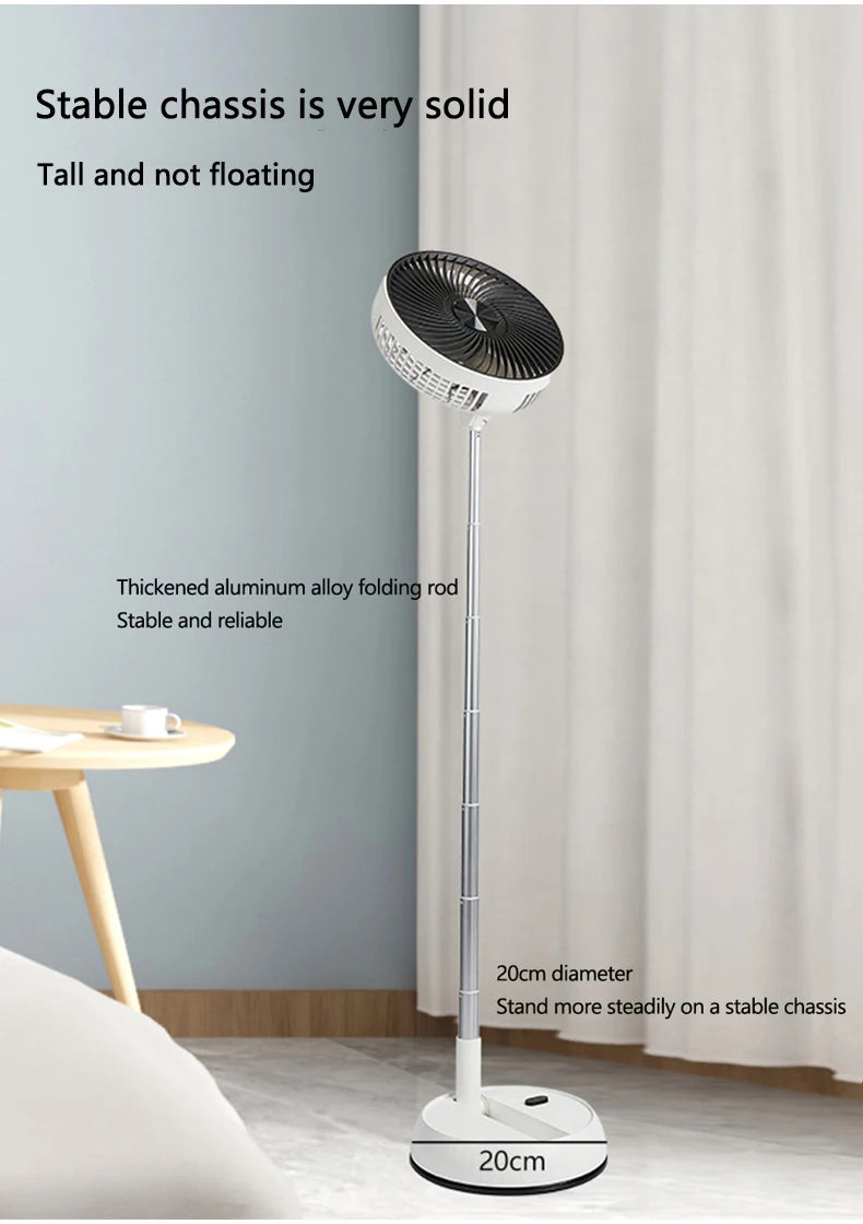 Ventilateur sur pied oscillant portable avec télécommande, ventilateur de bureau pliable, batterie aste, 62 piédestaux, camping