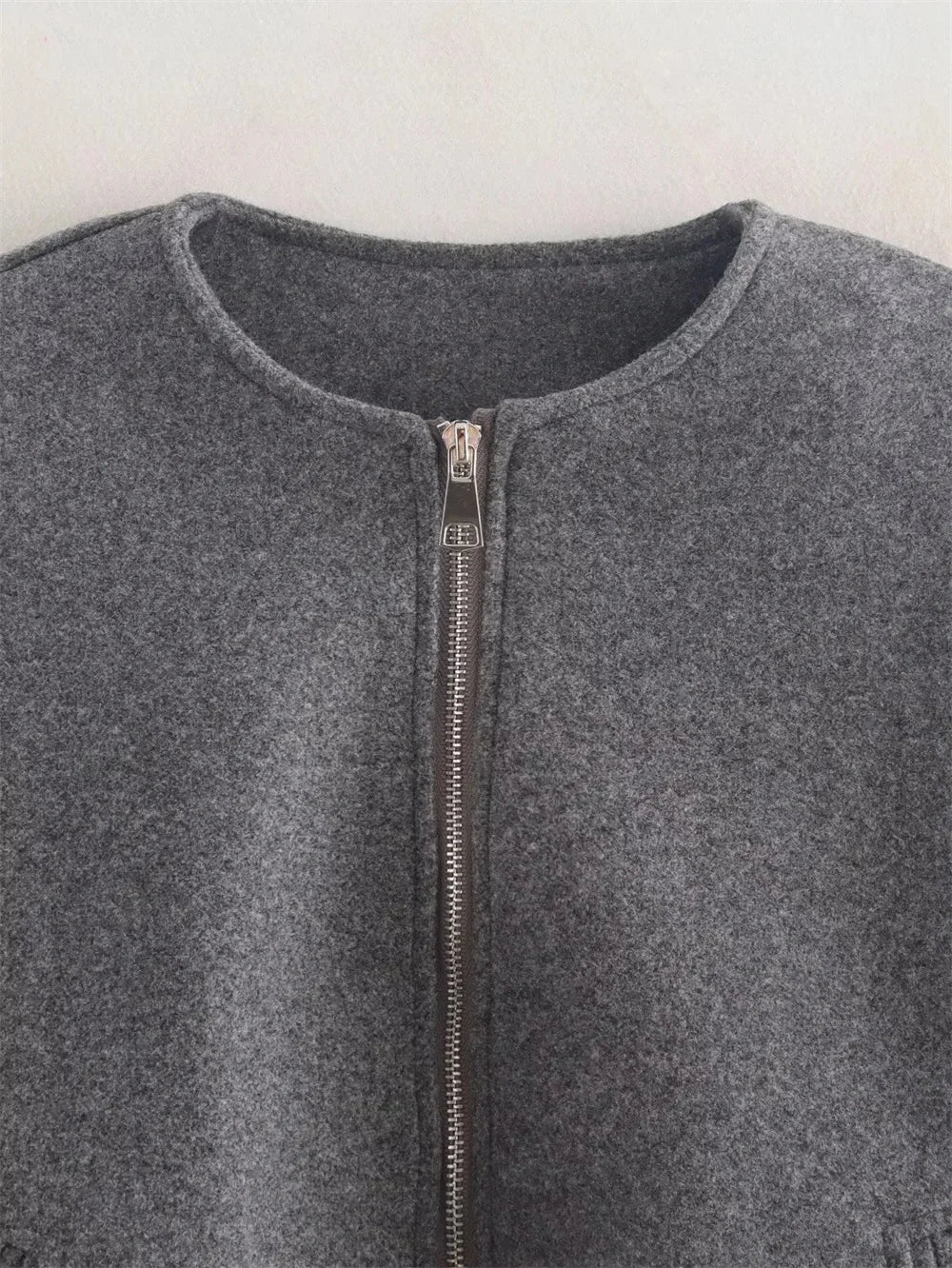 Blouson aviateur rétro à manches longues pour femmes, manteau à col rond, ourlet élastique, fermeture éclair, mode féminine, doux, automne, hiver
