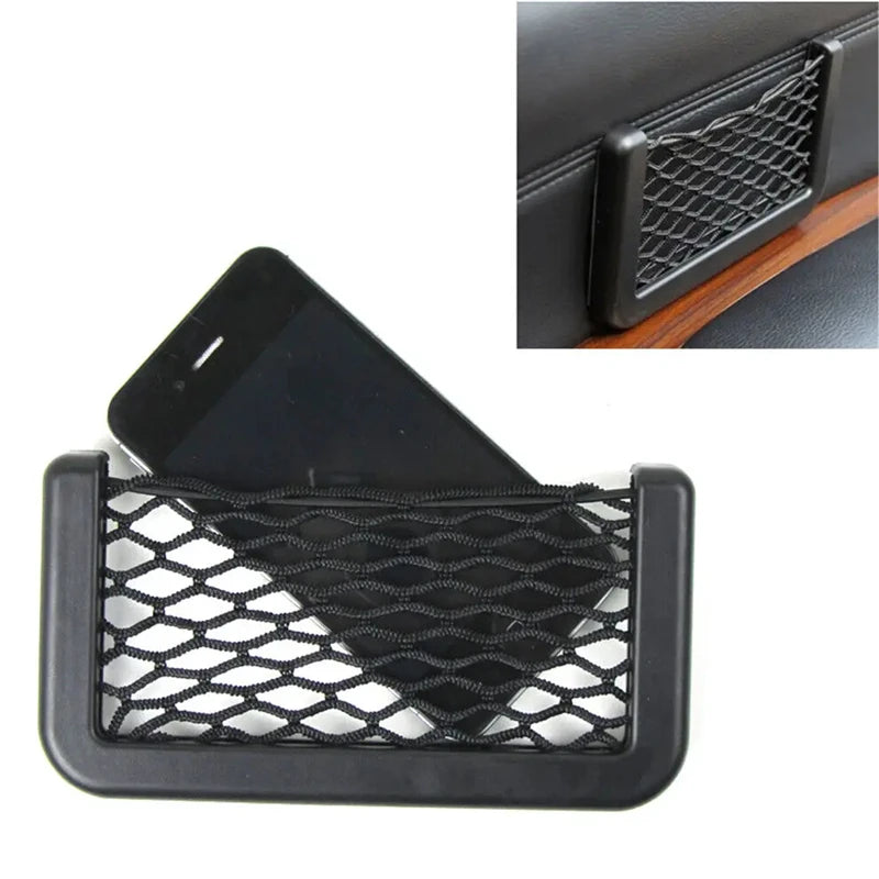 Sac de rangement en maille pour articles divers, côté siège Auto, intérieur arrière, sac de rangement pour téléphone, filet de poche, sac de rangement pour voiture, filets élastiques et flexibles