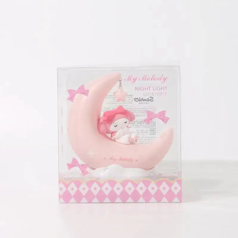 Veilleuse LED My Melody en forme de lune rose, idéale pour chambre d'enfant, design mignon et doux