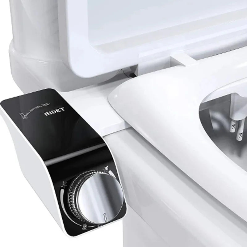 Siège de toilette intelligent avec bidet intégré, commande rotative et jets d'eau
