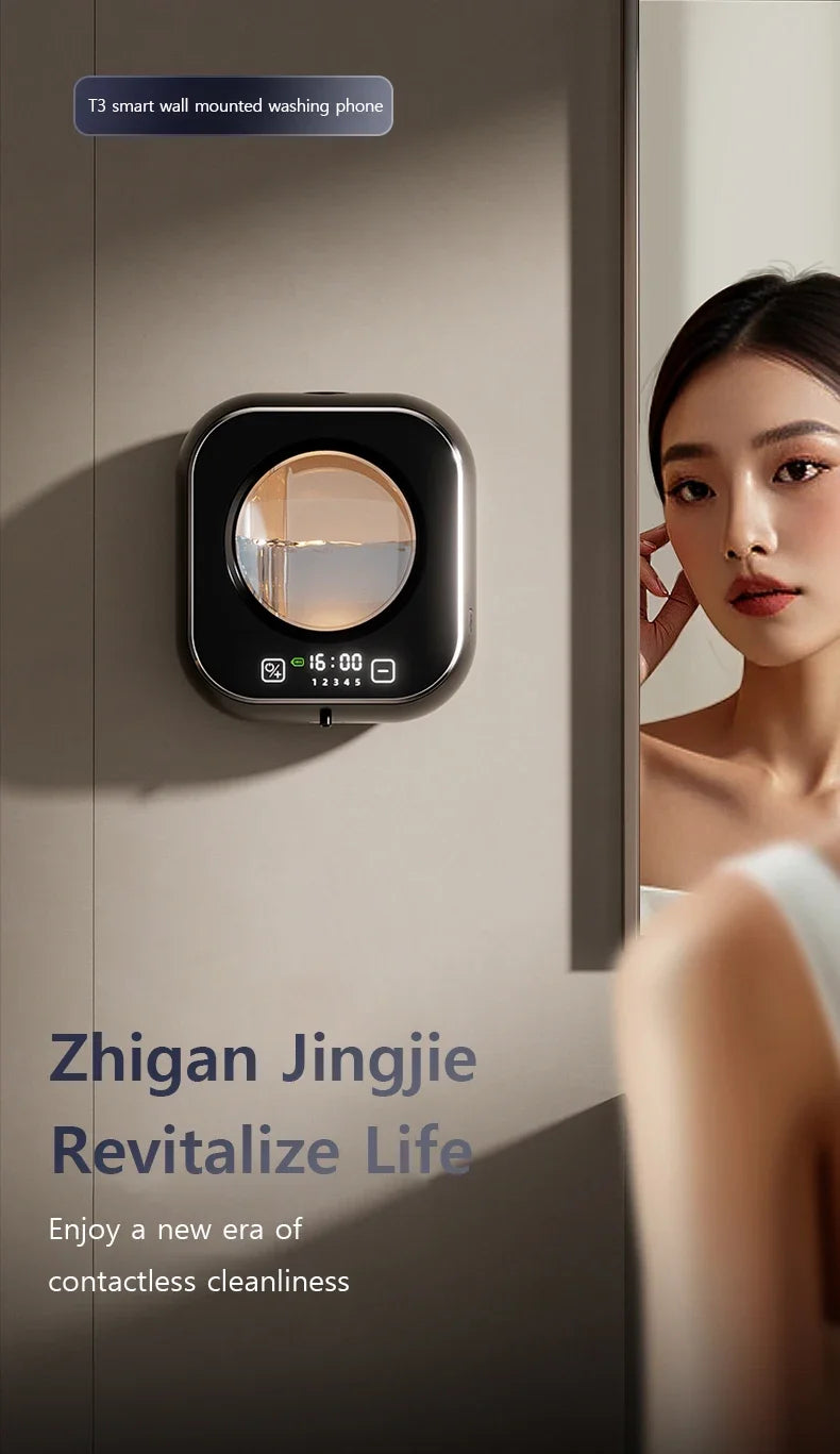 Distributeur de savon automatique mural, grande capacité, capteur Rechargeable sans contact, cuisine avec nettoyage intelligent LED