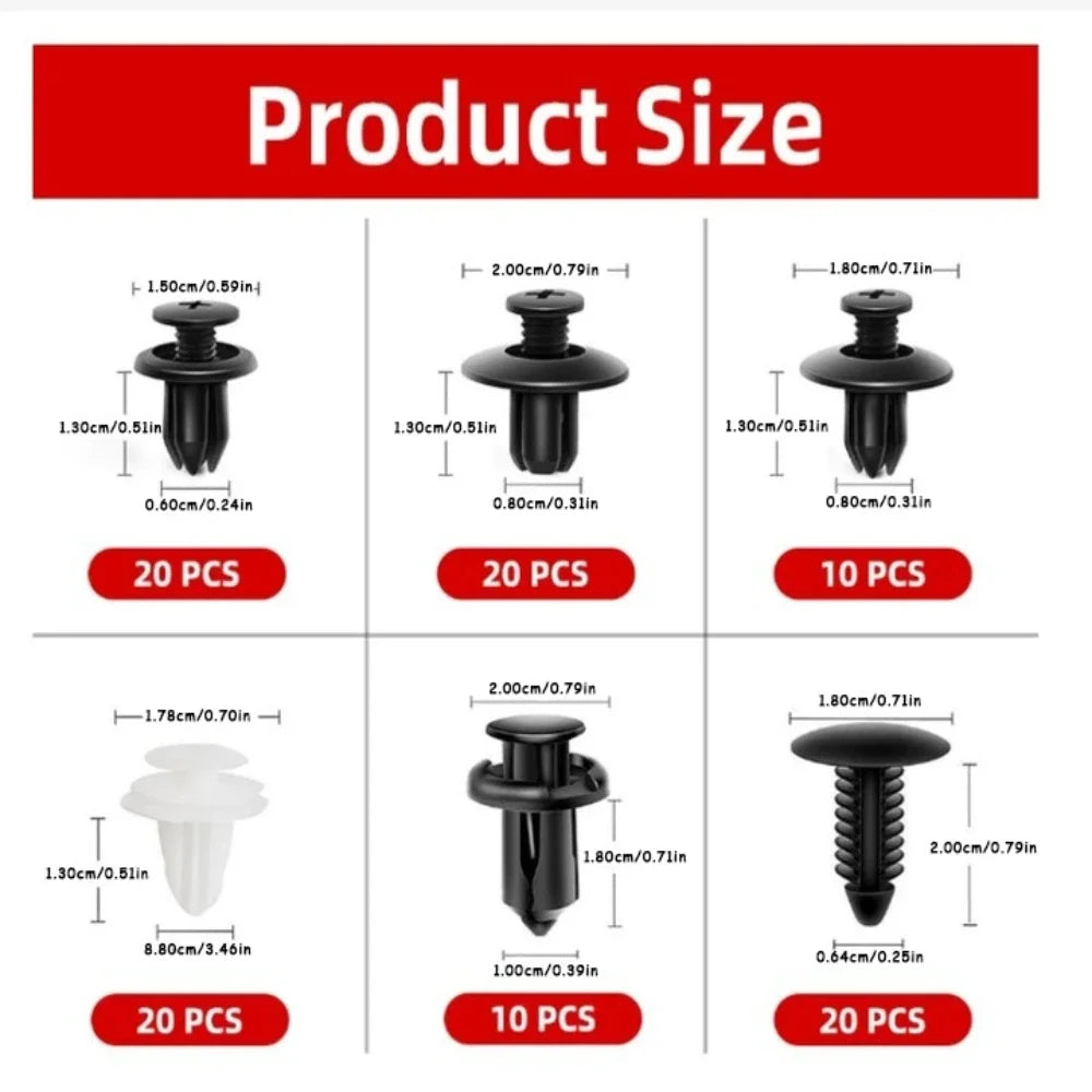 Kit de clips de fixation automatique, 100 pièces, Clips à rivets de garde-boue, goupille de retenue de poussée de carrosserie de voiture, Rivet de pare-chocs de porte, panneau de retenue de voiture