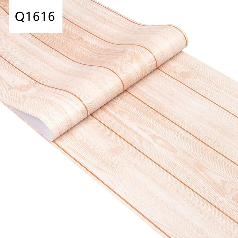 Papier peint auto-adhésif rayé en bois PVC, 45CM, autocollant étanche pour rénovation de meubles, bureau, armoire