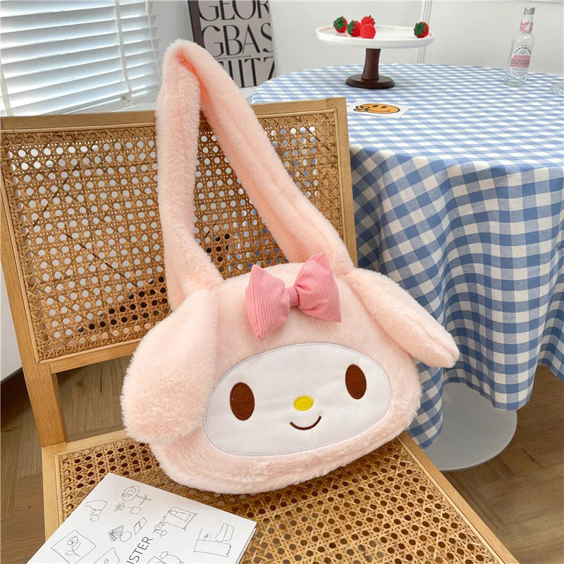 Sanrio mignon doux polyvalent grande capacité en peluche sac à bandoulière femme nouveau Kulomi sac à main dessin animé sac en peluche sac de messager