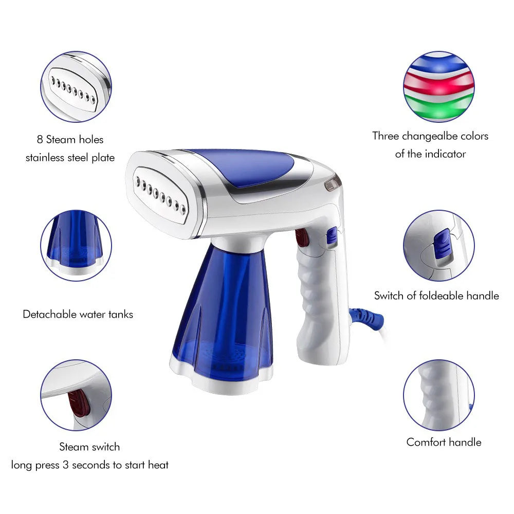 Repassage vapeur portable avec plaque inox, réservoir amovible et poignée ergonomique