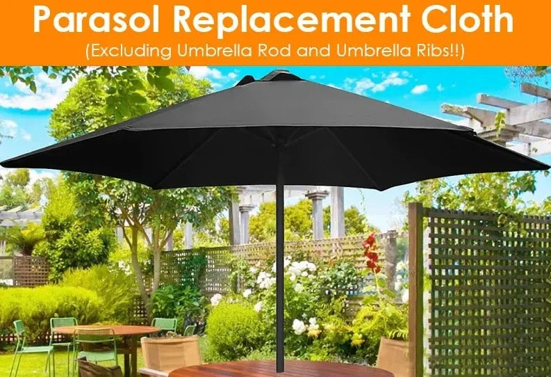 Toile de rechange pour parasol noir, idéale pour terrasse ou jardin, résistante aux intempéries