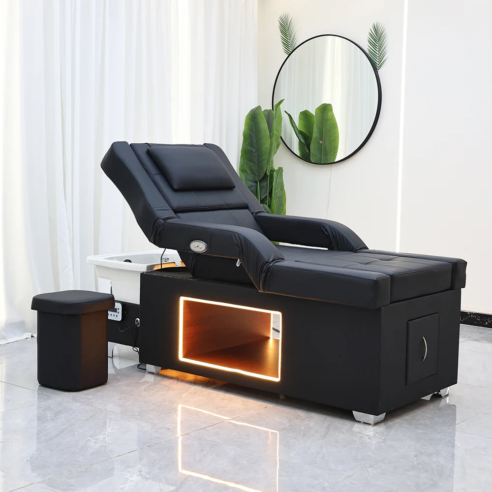 Lit de lavage de cheveux XinSheng pour salon de coiffure, table de massage thaïlandaise, mobilier commercial pour barbier avec bassin de bain de pieds