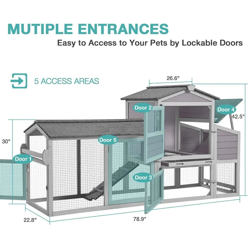 Poulailler, maison de poulailler mobile avec roulettes, cage de volaille extérieure avec boîte de nidification, plateau extractible étanche et UV-