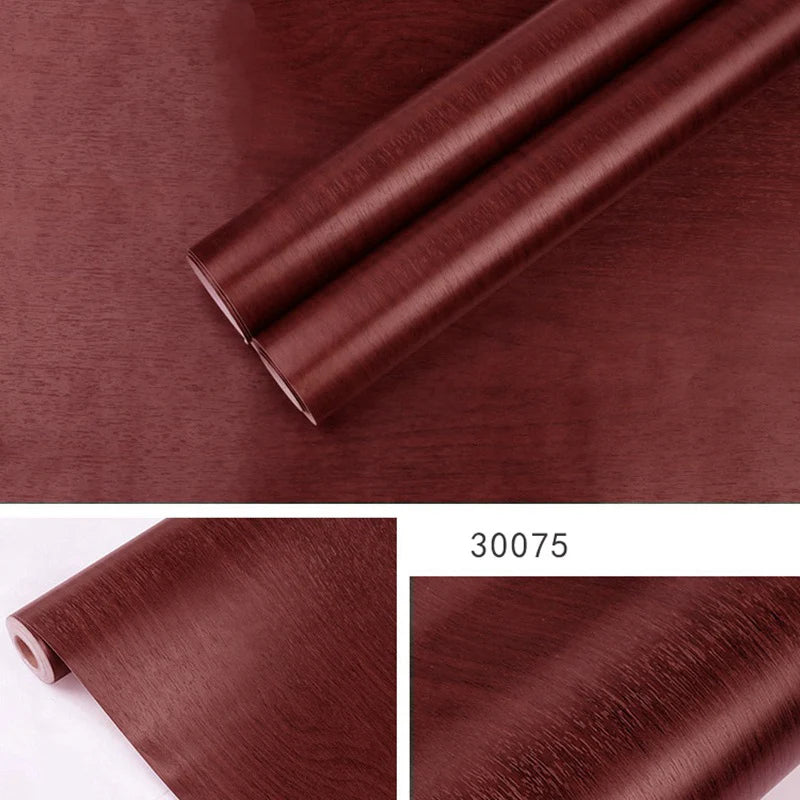 Papier peint auto-adhésif rayé en bois PVC, 45CM, autocollant étanche pour rénovation de meubles, bureau, armoire
