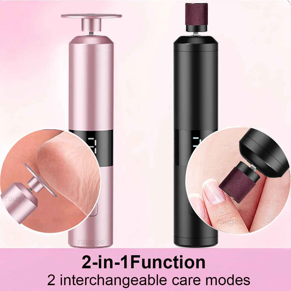 Outil de soin des ongles 2-en-1 avec modes interchangeables, rose et noir, pour manucure et pédicure