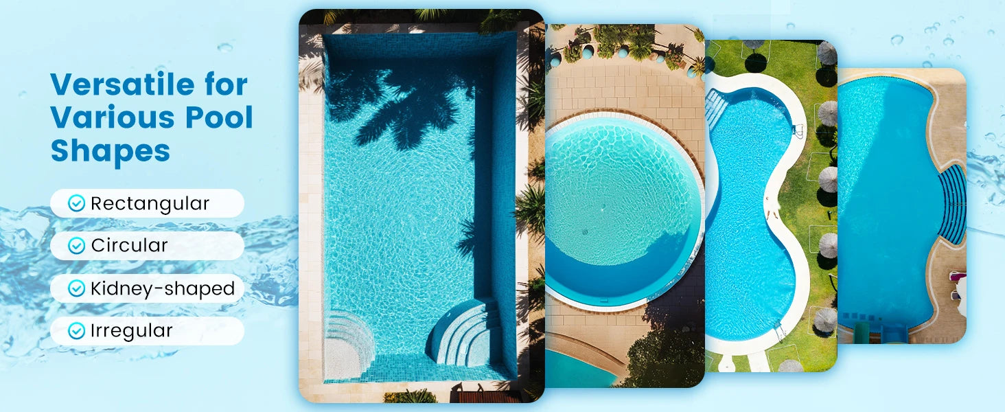 Bâche de piscine adaptée aux formes rectangulaires, circulaires, en rein et irrégulières