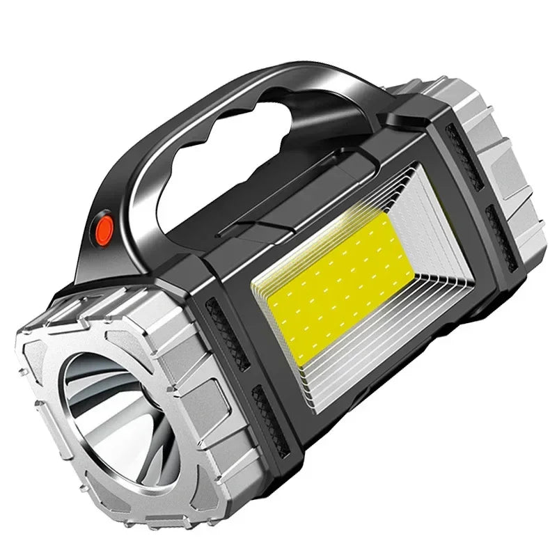 2024 lampe de poche LED puissante USB + lampe de poche solaire Rechargeable COB torche de Camping en plein air projecteur Portable batterie externe en plein air