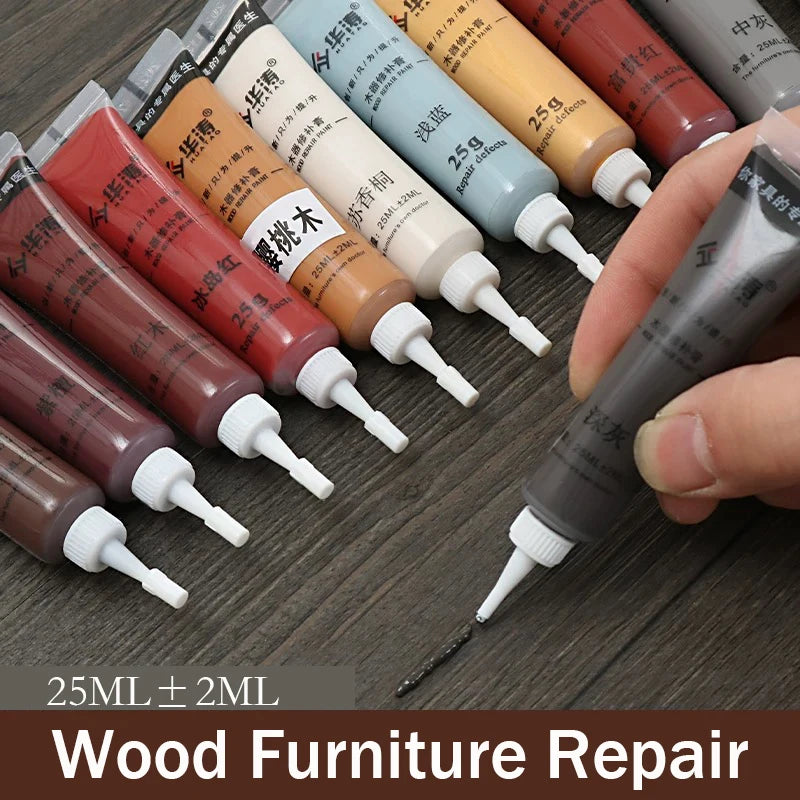 Agent de réparation des rayures pour meubles en bois multicolores, pâte de retouche multi-usages pour sols, escaliers, portes en bois, mastic de réparation des rayures