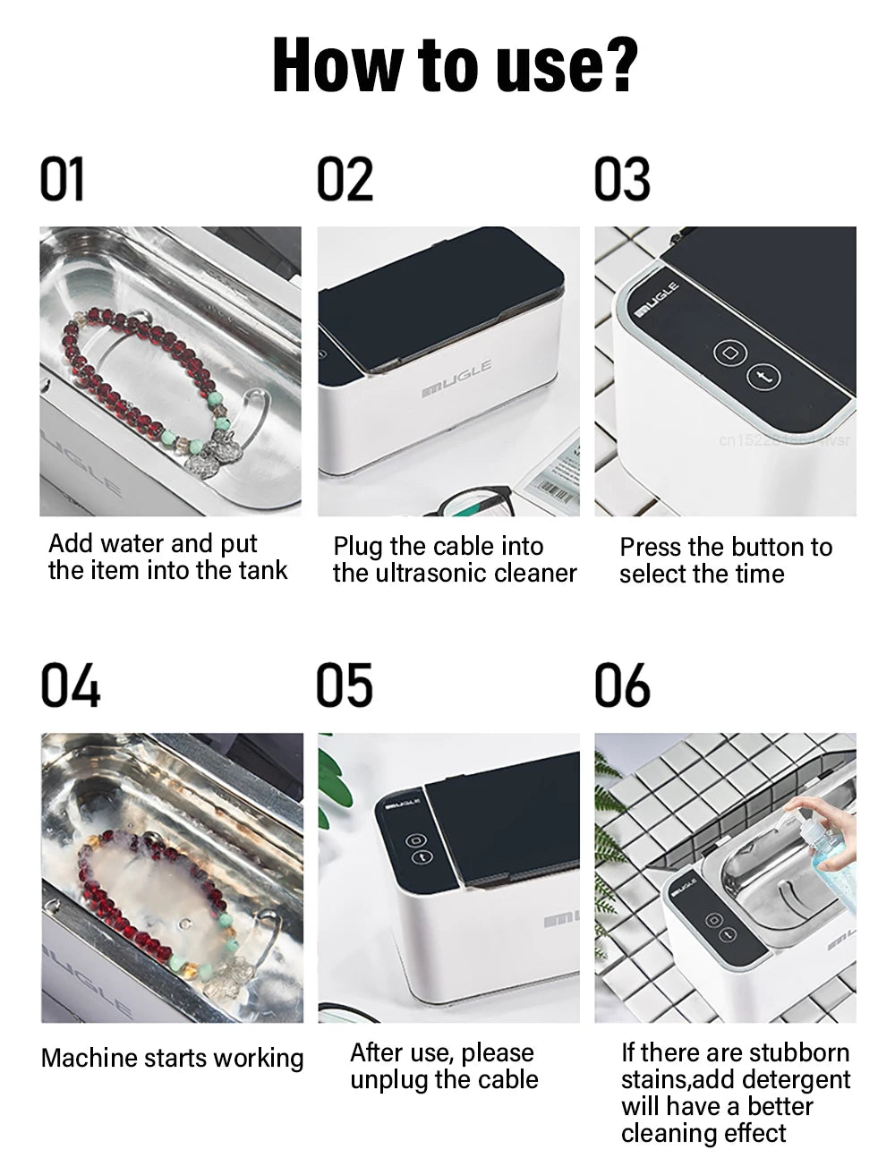 Nettoyeur à ultrasons, nettoyeur à ultrasons pour lunettes, machine à laver à ultrasons, 46 kHz, haute fréquence, nettoyeur à ultrasons pour bijoux, bain
