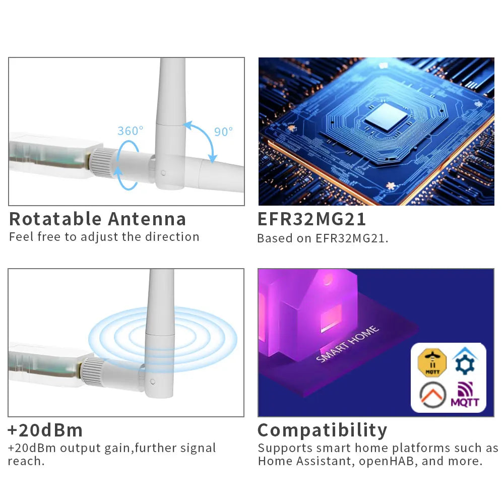 Adaptateur USB Zigbee 3.0 SMLIGHT SLZB-07, le plus petit filetage/matteur fonctionne avec Zigbee2MQTT, Assistant domestique, ZHA