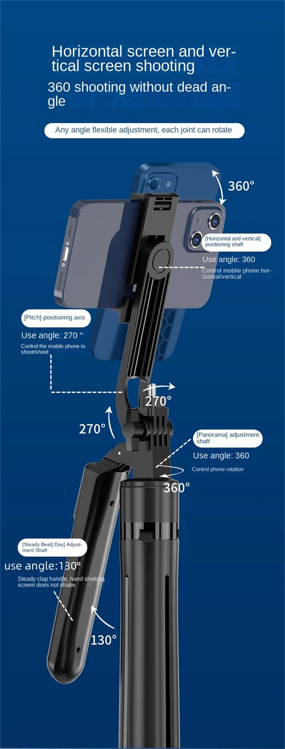 FANGTUOSI trépied 1800mm pour appareil photo Smartphone, support de trépied avec obturateur Bluetooth, supports de perche à Selfie sans fil support de téléphone