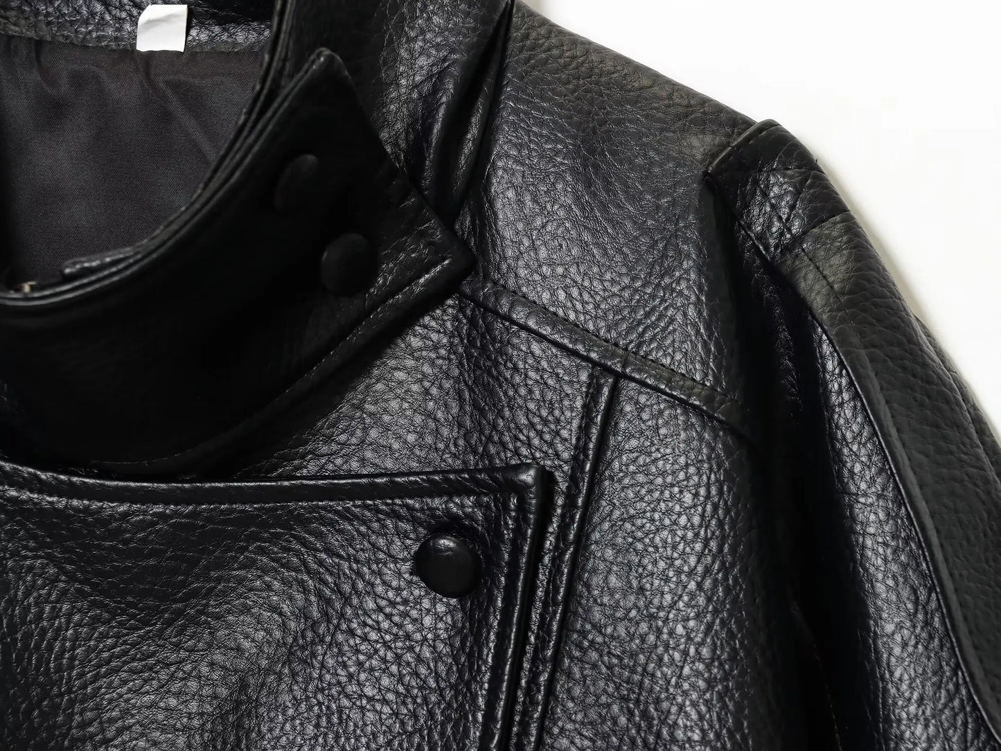 TFMLN – vestes Chic en Faux cuir noir pour femme, manteaux surdimensionnés élastiques à manches longues avec boutons, mode automne hiver 2025