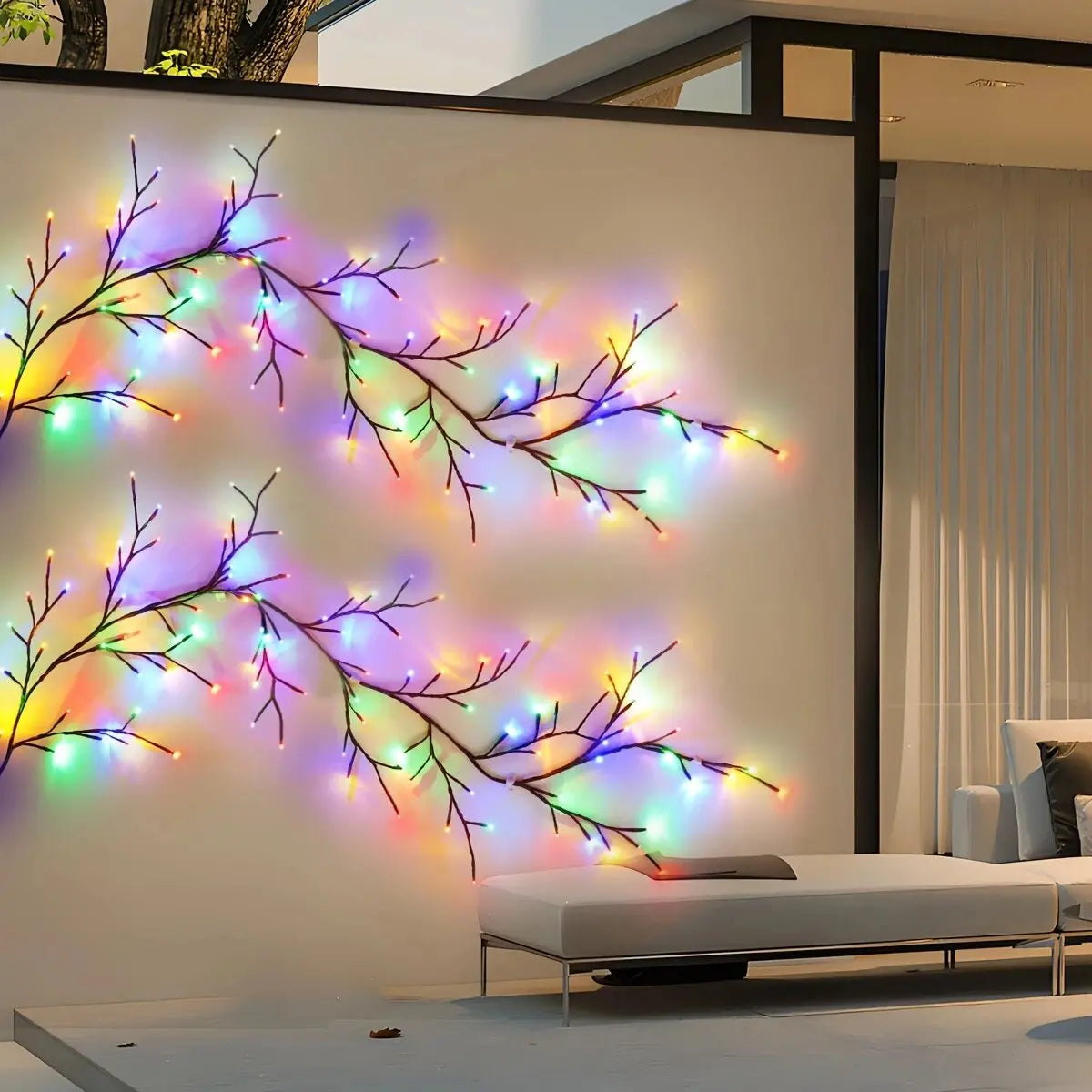 1PC 96LED s lumières de vigne de saule solaire, bricolage extérieur étanche chaîne lumières, lampes murales pour jardin, porche, magasin, terrasse, décor de voie
