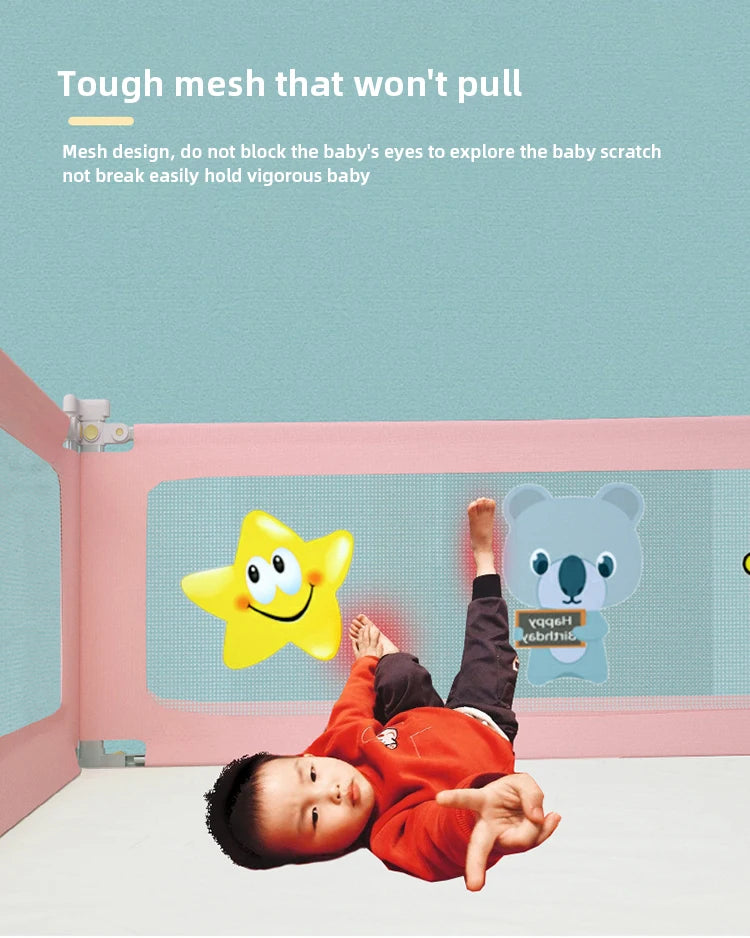 Barrière de sécurité pour bébé avec maille résistante, étoile et koala, idéale pour protéger les tout-petits