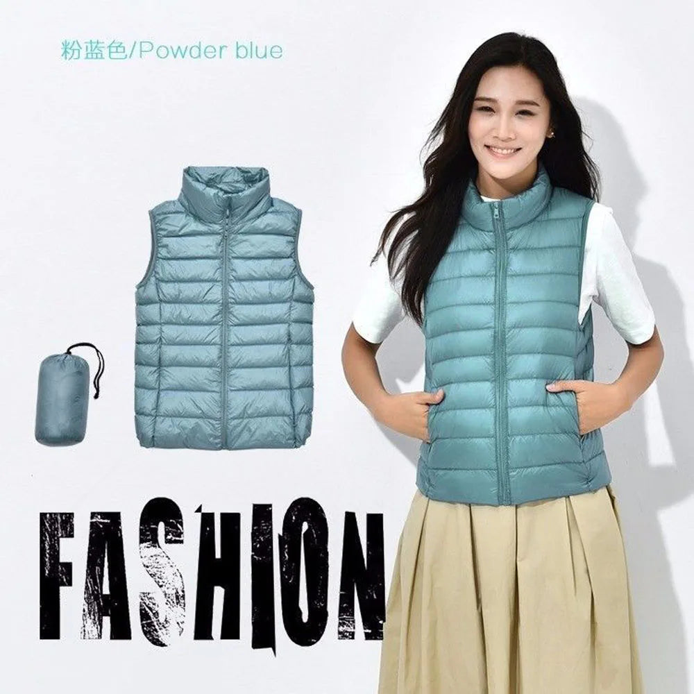 Nouveau Gilet Ultra Léger en Duvet pour Femme 2026 – Veste Sans Manches Slim Portable Coupe-Vent Légère pour Fille
