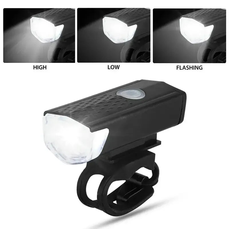 Phare vélo LED rechargeable avec modes haut, bas et clignotant, lumière puissante pour sécurité nocturne
