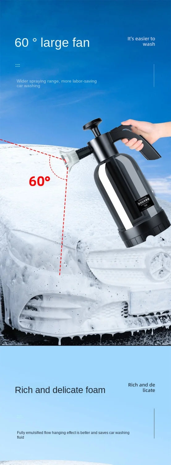 Pulvérisateur de mousse à pompe à main avec 3 types de buses, canon à mousse pneumatique à main, pulvérisateur de mousse de neige, bouteille de lavage de voiture, fenêtre de voiture, livres, 2L