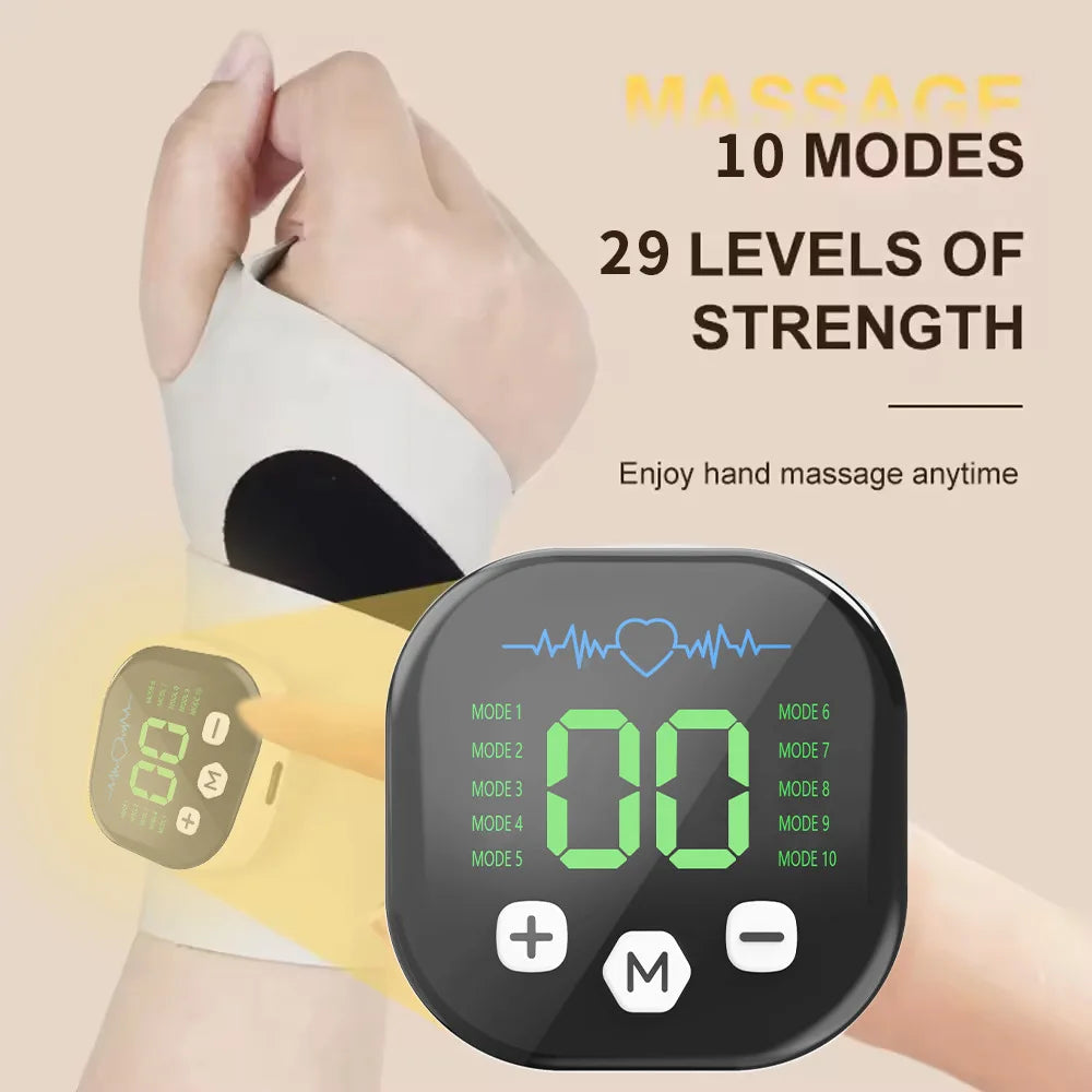 Massager électrique pour main avec 10 modes et 29 niveaux d'intensité, écran LED et contrôle tactile