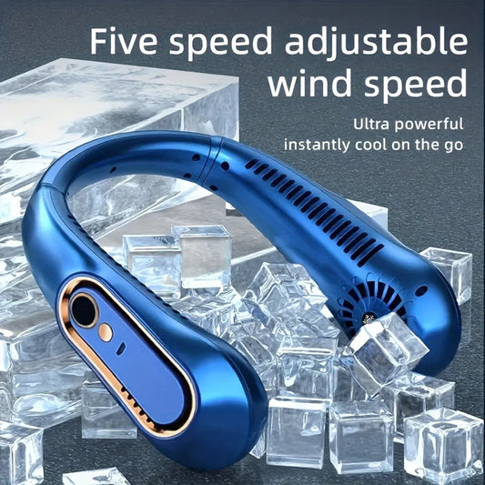 Ventilateur portable mains libres sans pales à suspendre au cou, mini-ventilateur avec affichage numérique, alimentation USB pour extérieur, randonnée, camping