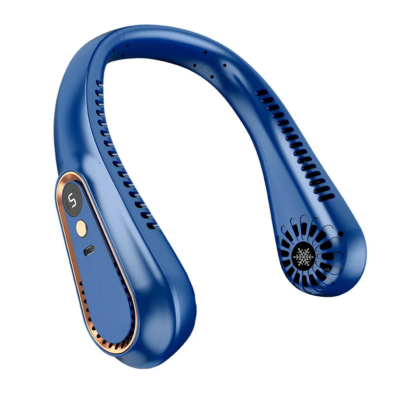 Ventilateur portable mains libres sans pales à suspendre au cou, mini-ventilateur avec affichage numérique, alimentation USB pour extérieur, randonnée, camping