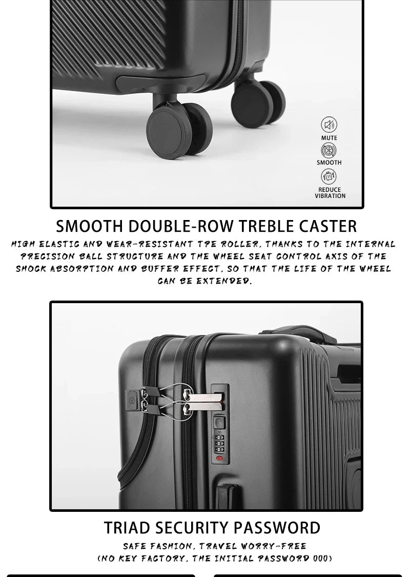 Valise bagages valise d'affaires élégante avec porte-gobelet compacte 20 pouces légère bagage à main