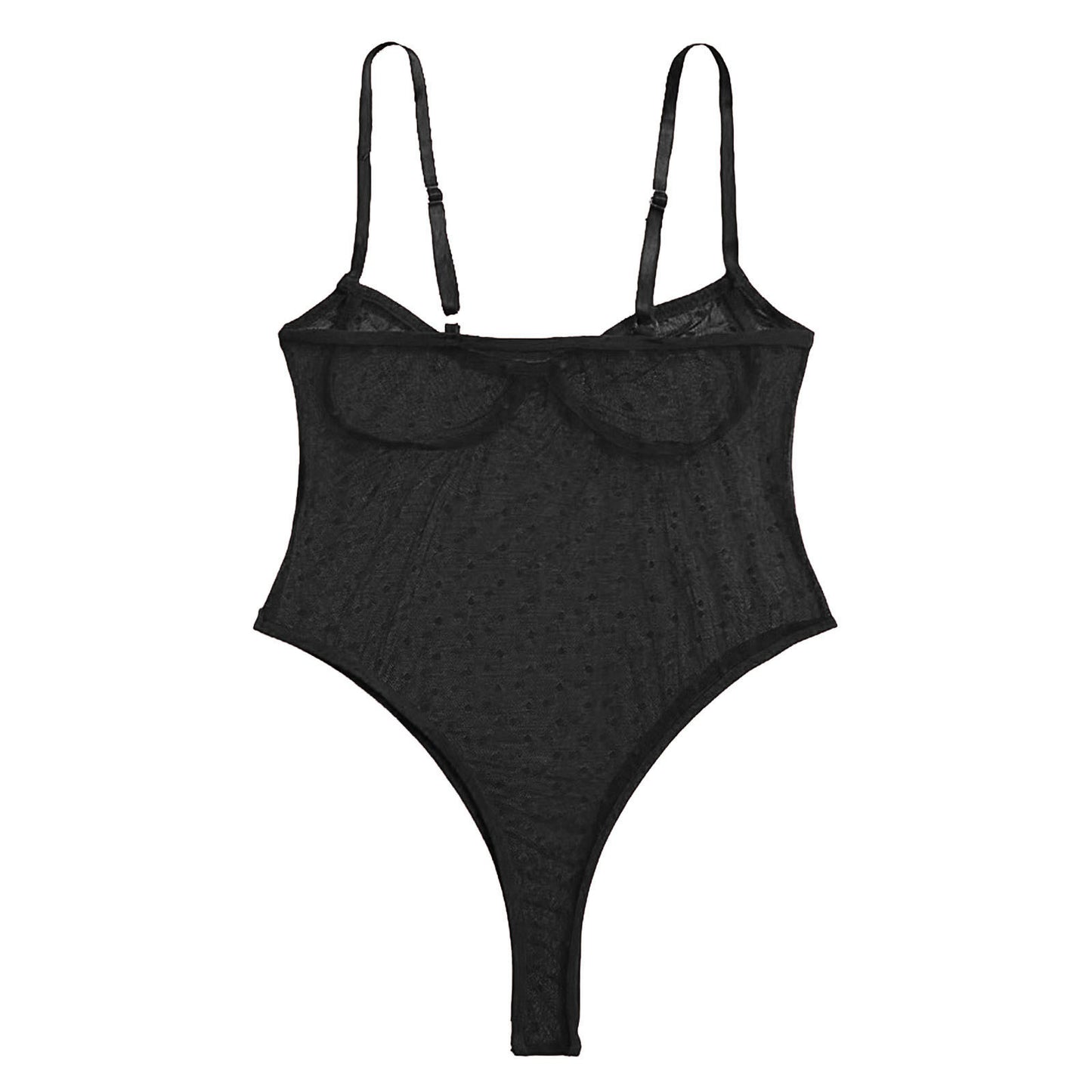 Nuisette dos nu en maille à lacets pour femmes, sous-vêtements sexy, costume de batterie, nuisette transparente en peluche, vêtements de nuit en filet de pêche, pyjamas avec anneau en acier