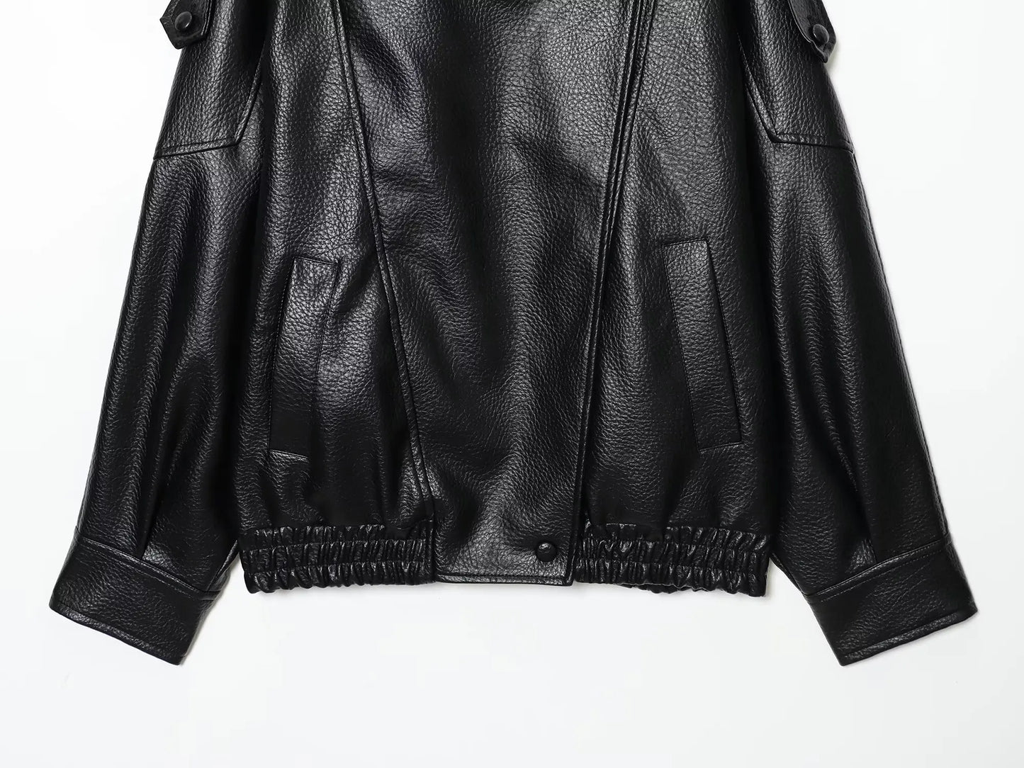 TFMLN – vestes Chic en Faux cuir noir pour femme, manteaux surdimensionnés élastiques à manches longues avec boutons, mode automne hiver 2025