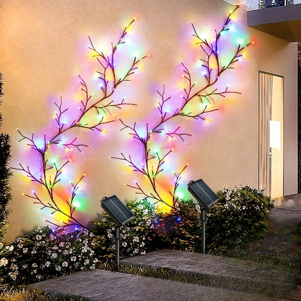 1PC 96LED s lumières de vigne de saule solaire, bricolage extérieur étanche chaîne lumières, lampes murales pour jardin, porche, magasin, terrasse, décor de voie