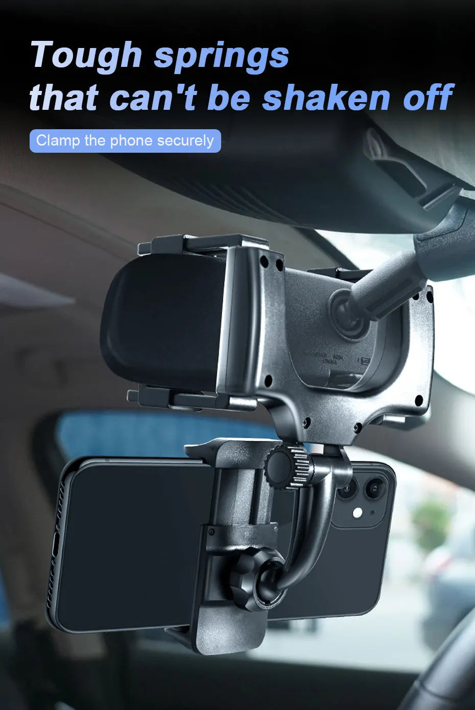 SEAMETAL-Support de téléphone pour rétroviseur de voiture, réglage de la rotation libre, pince stable, support de téléphone pour smartphone, navigation rapide, ket