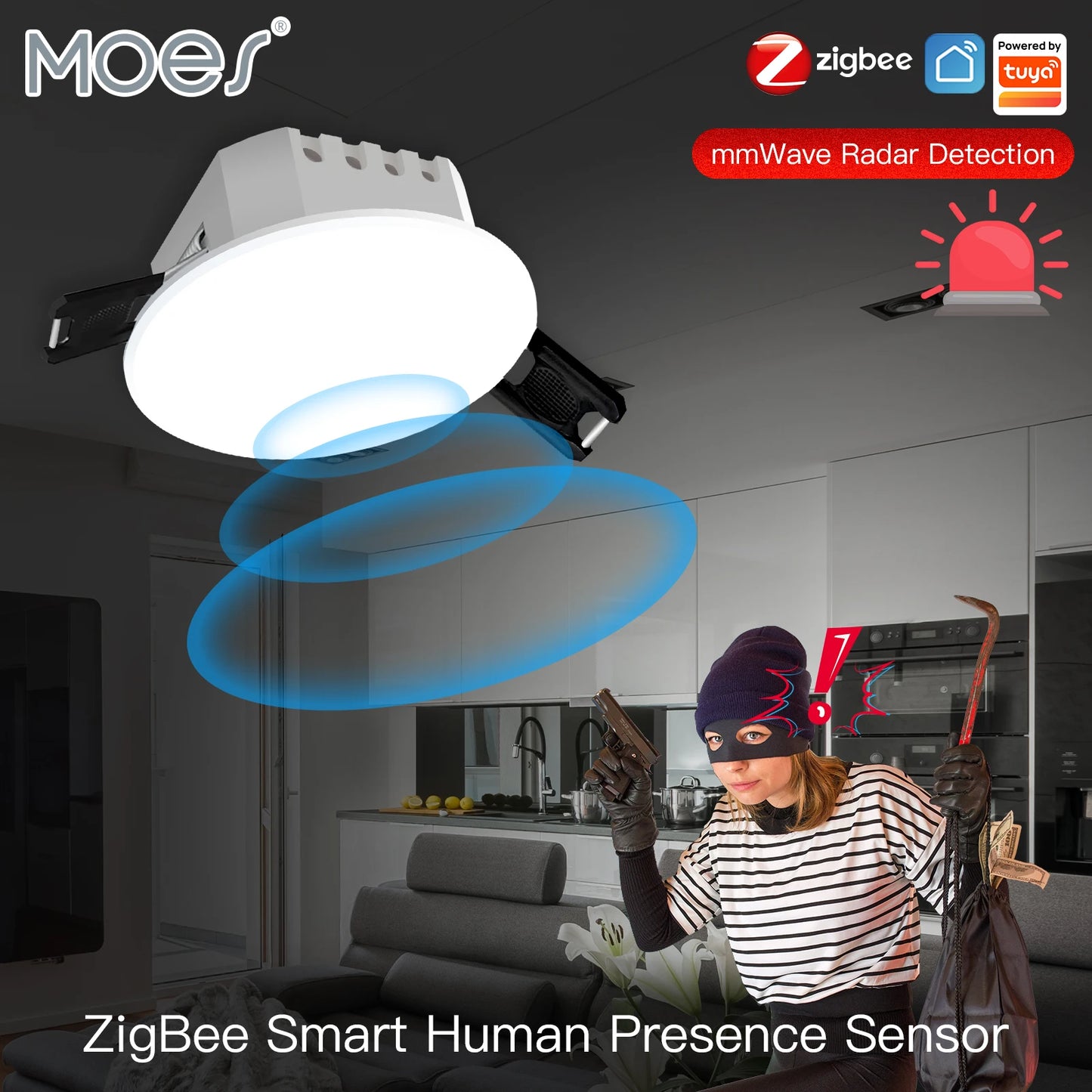 Tuya – détecteur intelligent de présence humaine ZigBee/WiFi, capteur de détection Radar, fonction photométrique 2 en 1, Hub PIR de plafond Smart Life