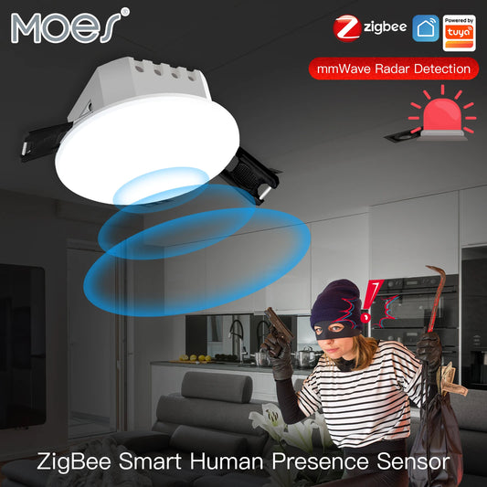 Tuya – détecteur intelligent de présence humaine ZigBee/WiFi, capteur de détection Radar, fonction photométrique 2 en 1, Hub PIR de plafond Smart Life