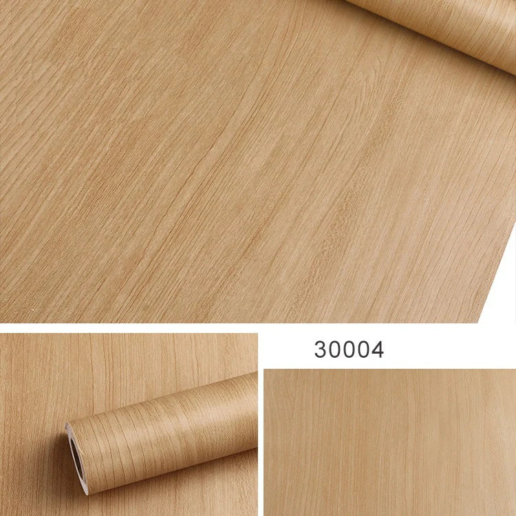Papier peint auto-adhésif rayé en bois PVC, 45CM, autocollant étanche pour rénovation de meubles, bureau, armoire