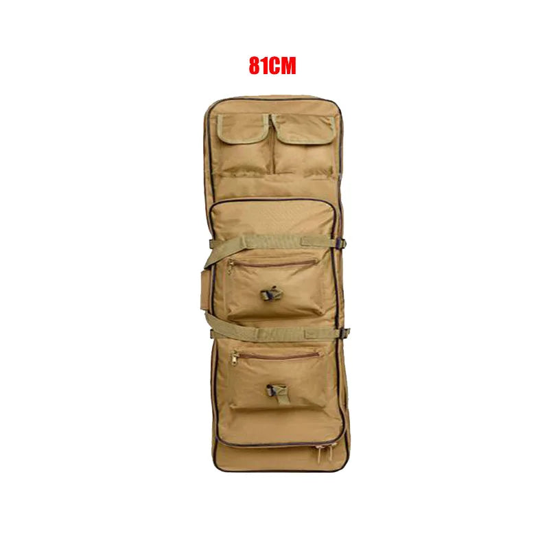 Sac de transport tactique beige 81 cm, étui robuste pour équipement, poches multiples et sangles ajustables
