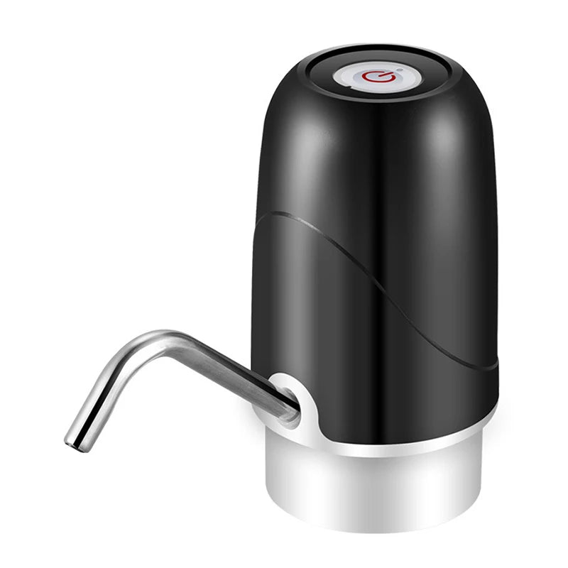 Pompe à eau électrique sans fil noire avec bec en acier inoxydable, design moderne pour bouteille
