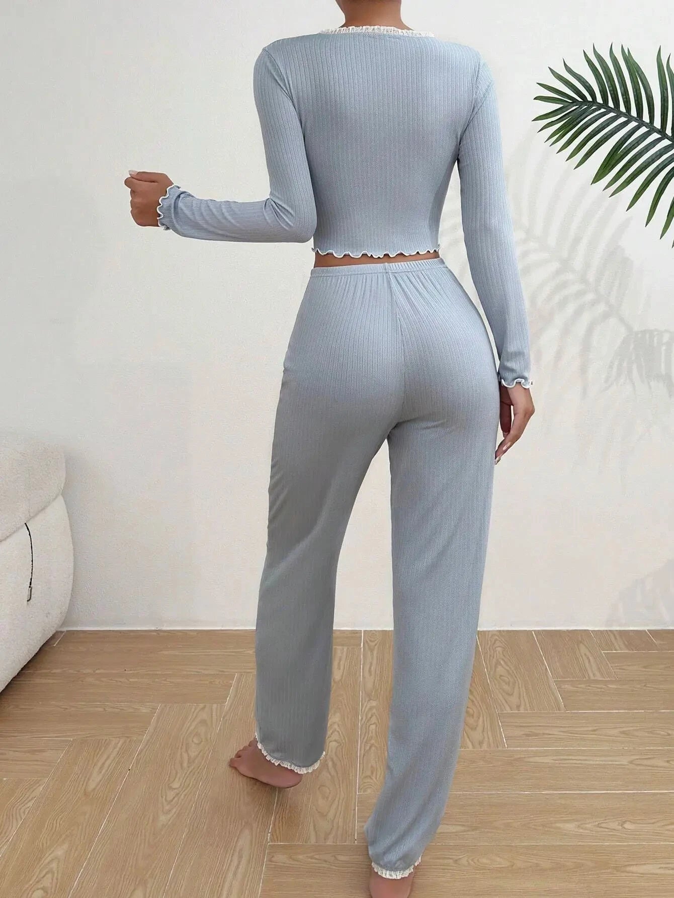 2025 automne hiver Homewear pyjamas ensemble pour femmes manches longues chemise pantalon 2 pièces Sexy dentelle Pijamas vêtements de nuit vêtements de détente
