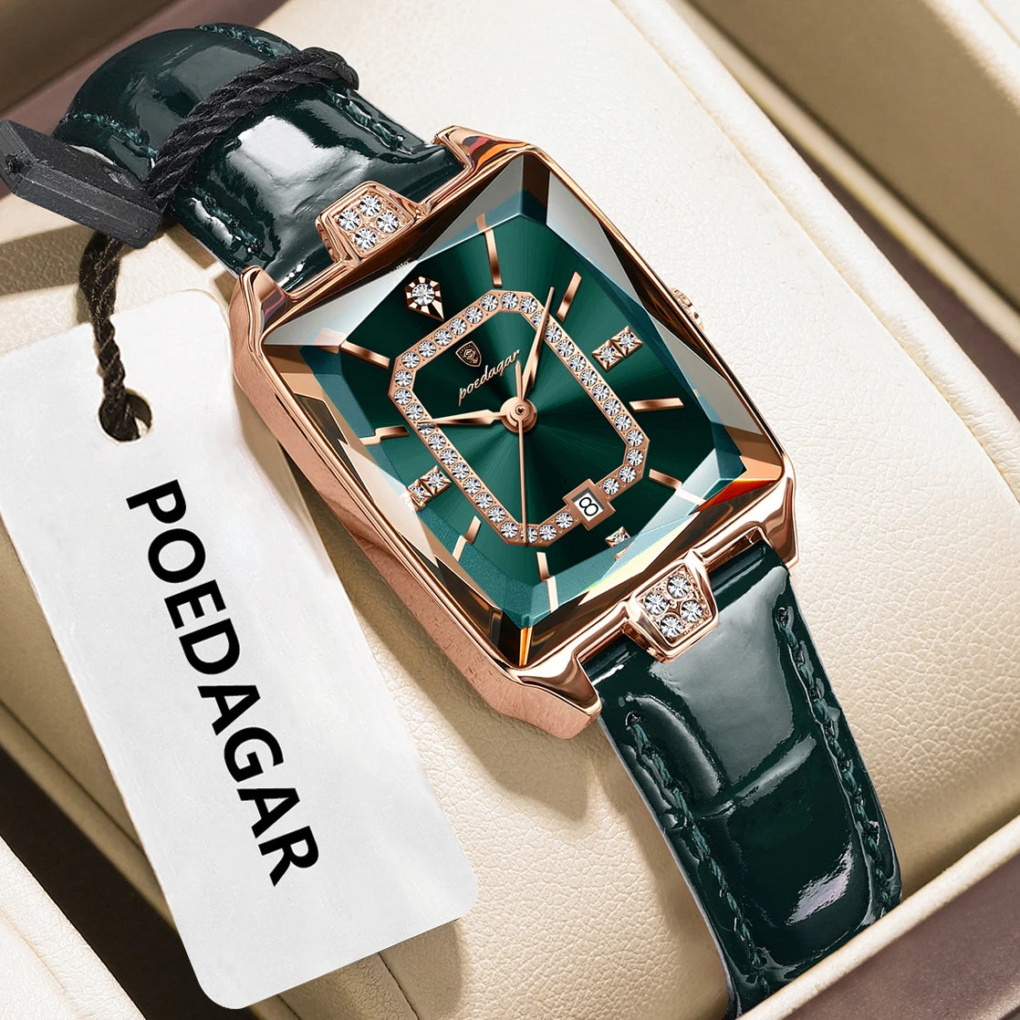 POEDAGAR Original luxe femmes montre-bracelet étanche en cuir Date femme montre élégante de haute qualité Quartz femmes montres Reloj