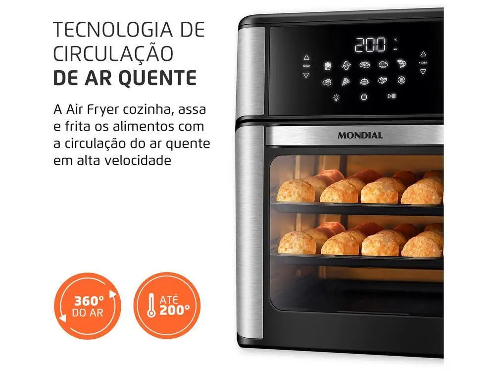 Friteuse électrique sans huile/four à air chaud Mondial AFON-12L-BI Noir 12L - 220V