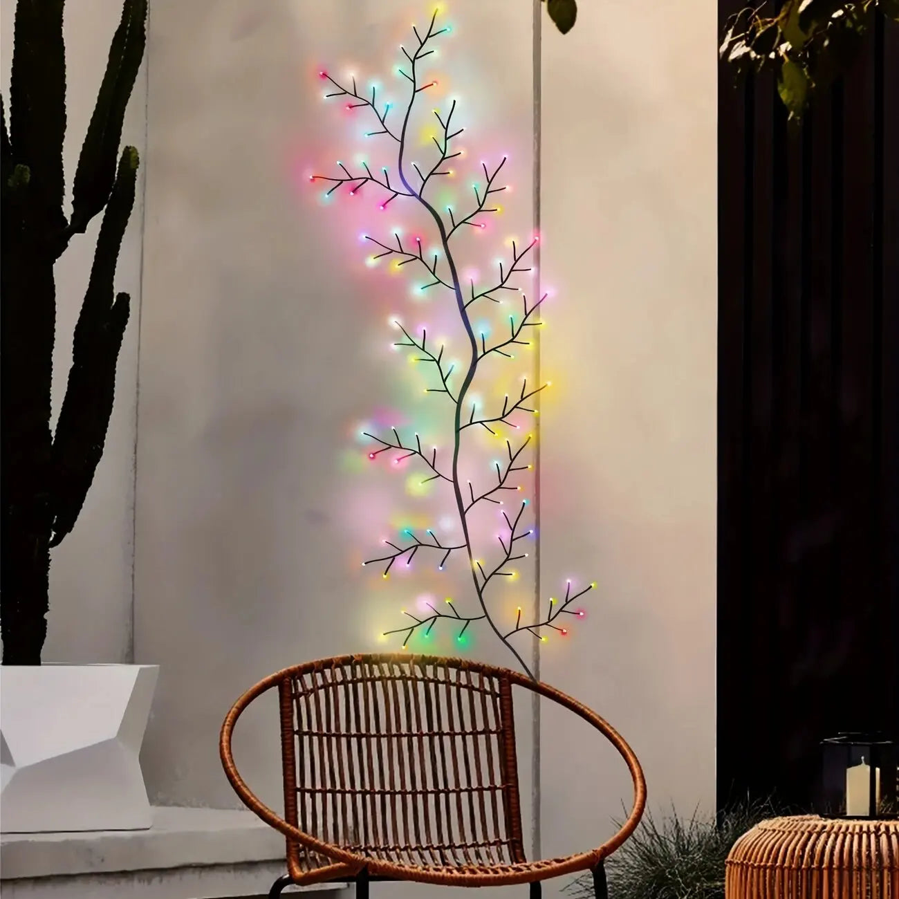 1PC 96LED s lumières de vigne de saule solaire, bricolage extérieur étanche chaîne lumières, lampes murales pour jardin, porche, magasin, terrasse, décor de voie