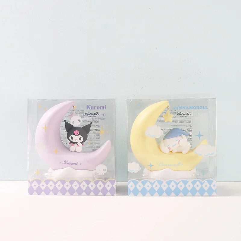 Veilleuses lune Kuromi et Cinnamoroll, gadgets mignons pour chambre d'enfant, lumière douce, design kawaii