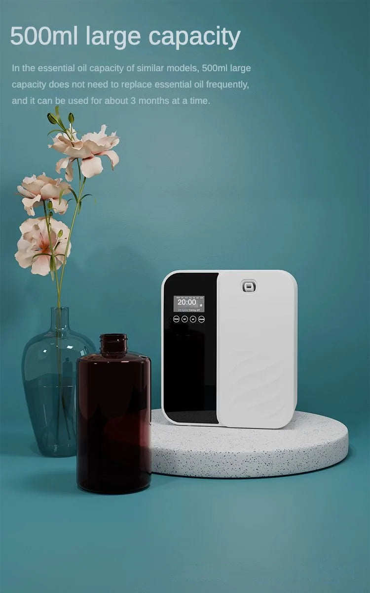Diffuseur d'arôme d'huile essentielle de 500ml, Machine de parfum d'air de parfum de maison avec contrôle par application Bluetooth 1000cbm pour le bureau d'hôtel à domicile