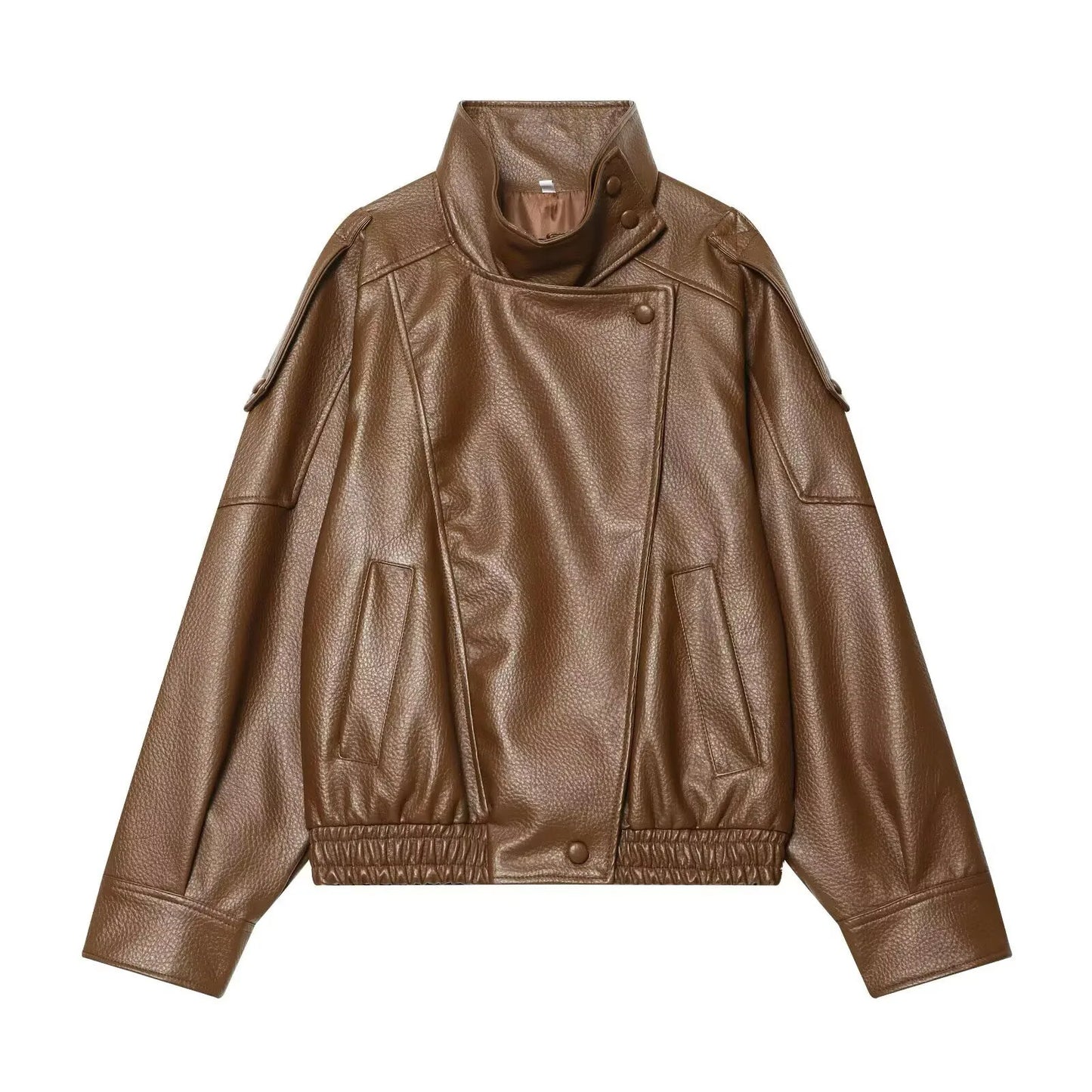 TFMLN – vestes Chic en Faux cuir noir pour femme, manteaux surdimensionnés élastiques à manches longues avec boutons, mode automne hiver 2025