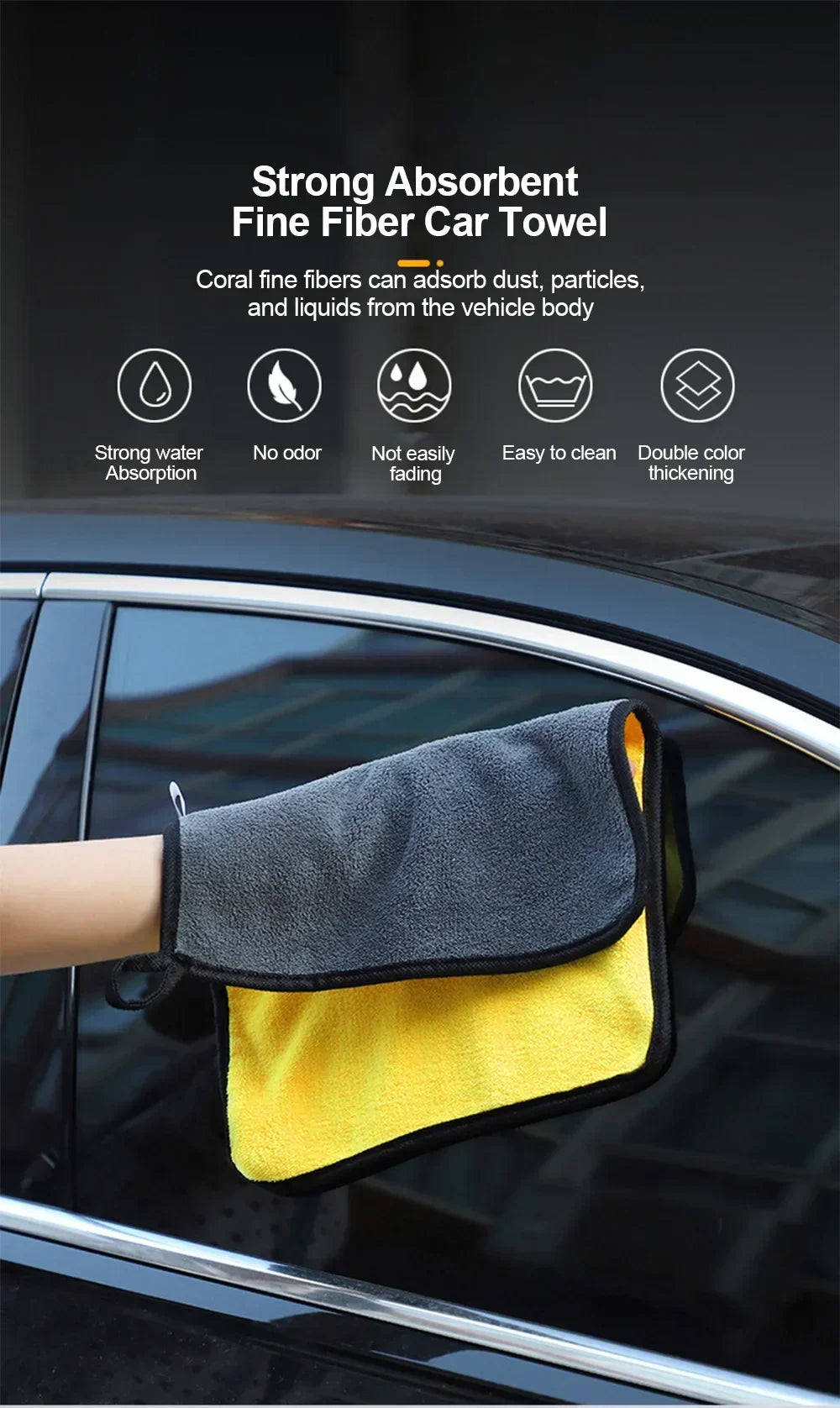 Serviette en microfibre pour le lavage de voitures 30x30CM, chiffon de séchage et de nettoyage de voiture, chiffon pour l'entretien
